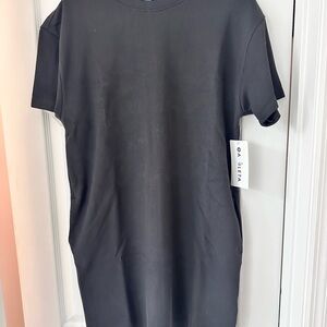 Athleta Seasoft Rib Black Tee Dress